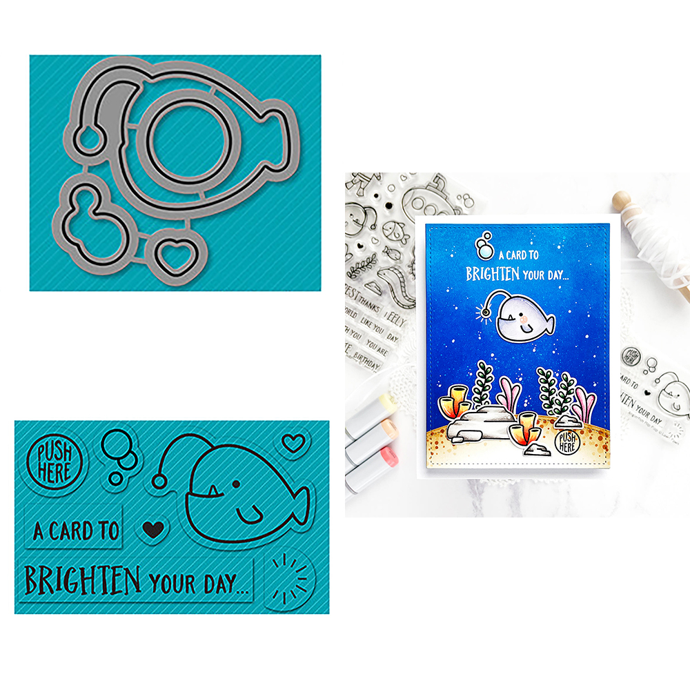 Critter Border Diglogue Cutting Dies Clear Stamps Happy Birthday Sentiments for DIY Scrapbooking Paper Cards Craft: S / army green