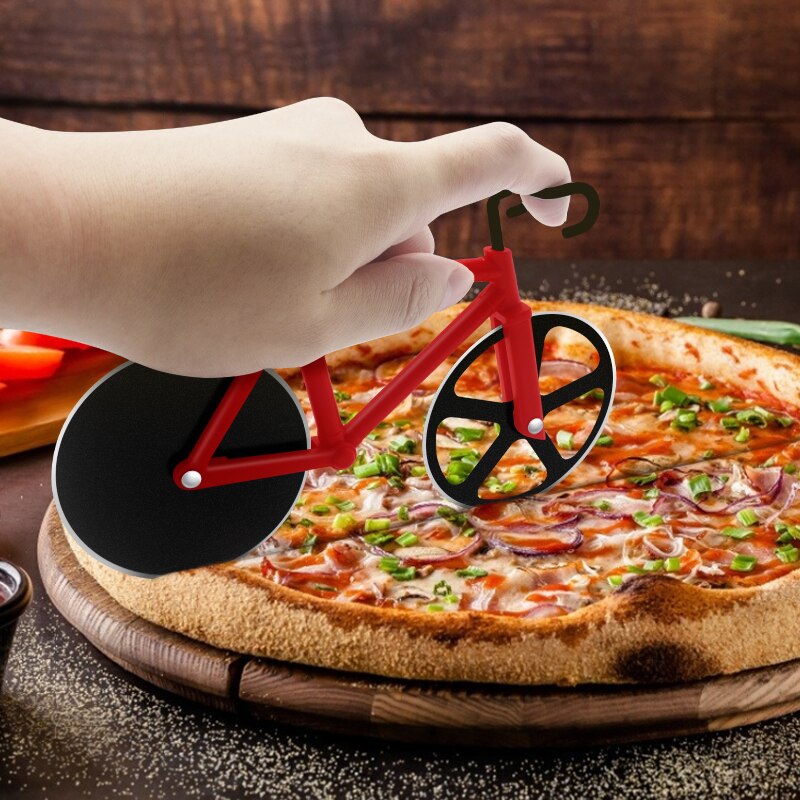 Bicycle Pizza Cutter Wheel Stainless Steel Plastic Bike Roller Pizza Cutting Wheels Chopper Kitchen Gadget Baking Accessories