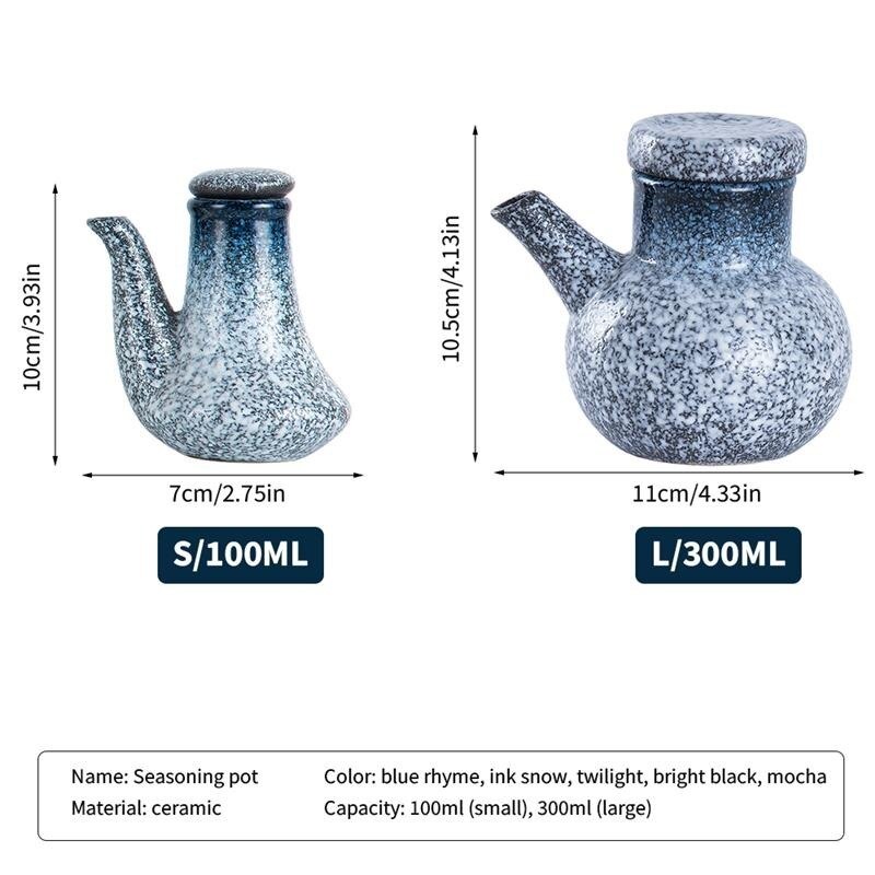 300ml japanilaistyylistä keraaminen öljy-oliivi-annostelija soijakastike kattila pieni etikka kattila kastikepurkki öljypullo astiasto maustepullo