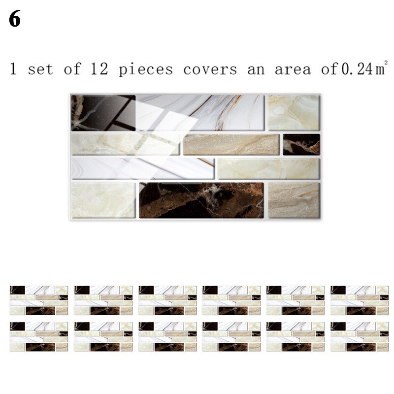 12 Stuks Floor Stickers Zelfklevende Badkamer Keuken Tegel Stickers Decoratieve Waterdichte Antislip Dikke Slijtvaste: 6