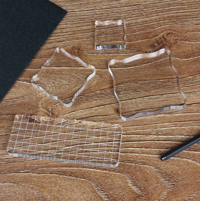 Kristallen stempel handvat zegel stempel accessoires groot transparant acryl bord werk met siliconen stempels en stempelkussen