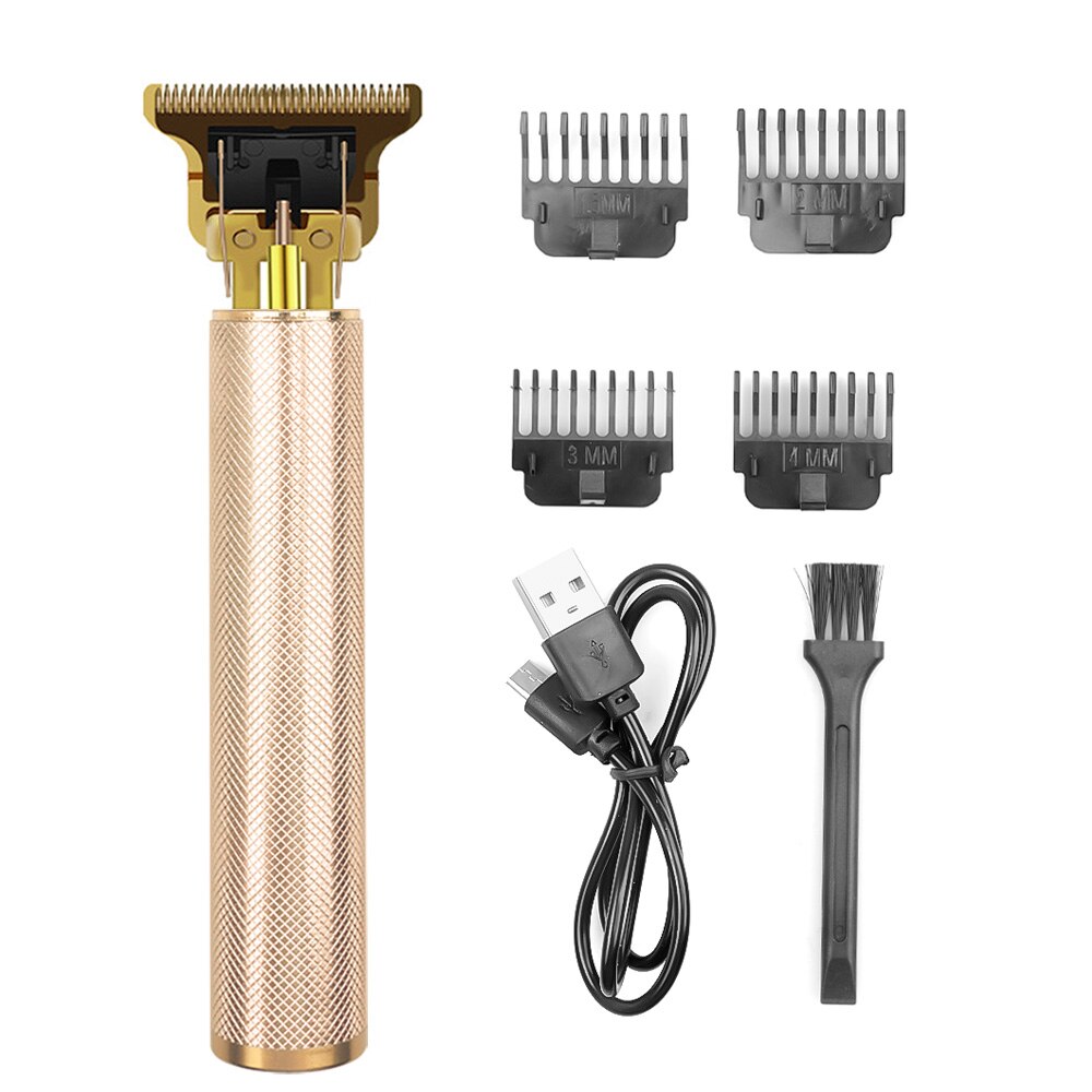 Elektrisk klipper usb genopladelig hårtrimmer barbermaskine barber til mænd hårklippemaskine hårstyling barbermaskine: Intet lcd -guld