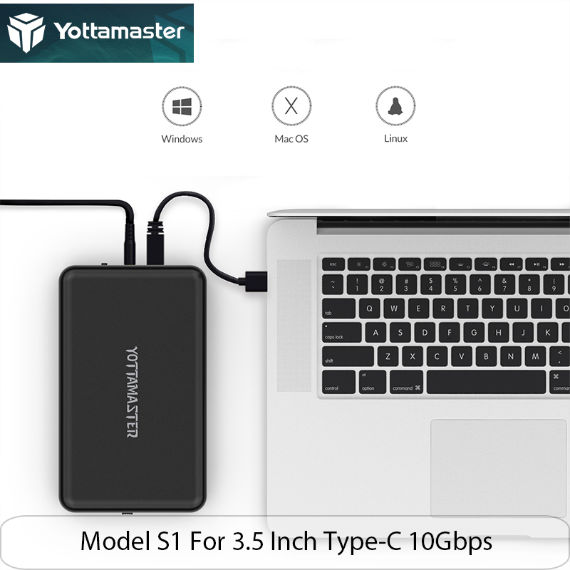 Yottamaster 2.5 3.5 tums hårddiskhölje hdd ssd sata 6 gbps 10 gbps hdd hdd typ-c typ -b 12 v 2a 7-9.5mm 7-15mm hölje