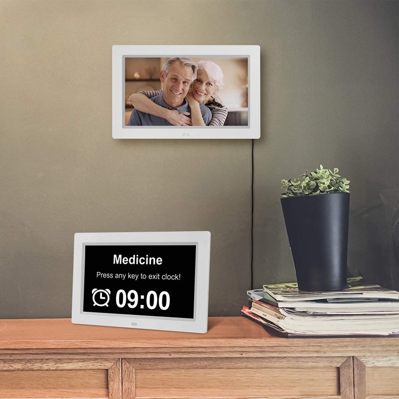 Digitale kalender alarm dagklok - met 8 inch groot scherm, am pm , 5 alarm, voor extra grote mensen met een visuele beperking, de