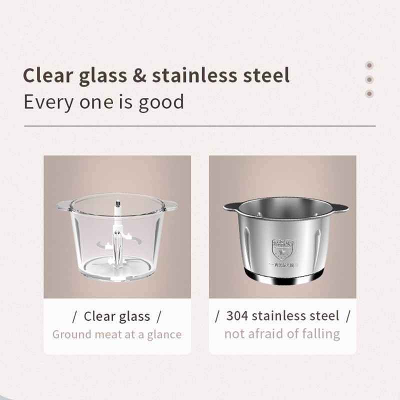 Elektrisk köttkvarn 2l nötköttskross 304 rostfria multifunktionella grönsaksskärare mathackare kökstillbehör