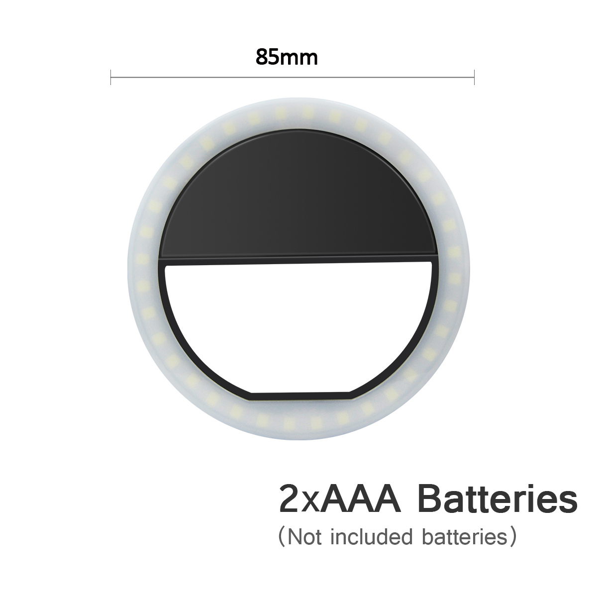 Selfie-telefon led-nyhetslys selfie-lampe lysring batteridrevet fotofyllingslys for smarttelefon: Svart