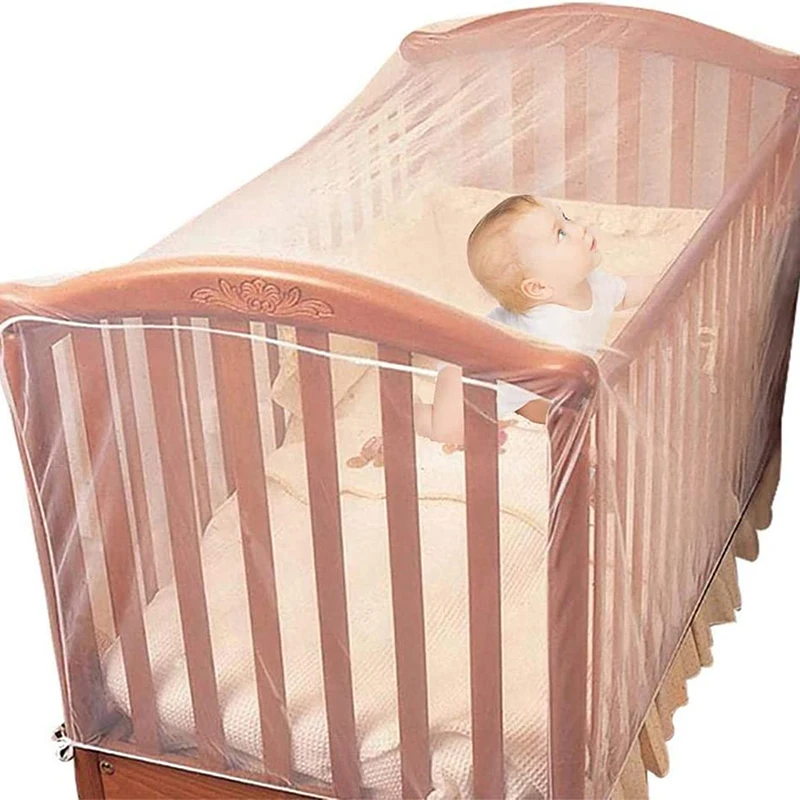 Crib Mosquito Net Summer Baby Bed Anti-mosquito White Mesh Cover Four Seasons Universal Foldable Breathable Crib Net 135*60*90CM