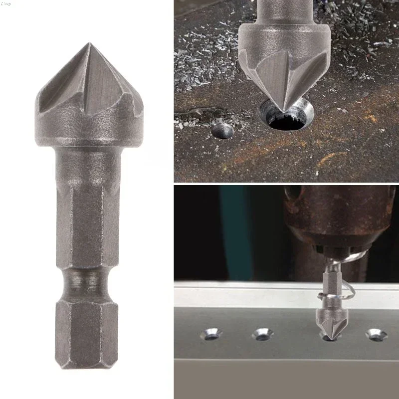 1Pc 90 Graden Verzinkboor Afschuining Bit 1/4 "Zeskant Schacht Timmerwerk Houtbewerking Hoek Punt Schuine Snijsnijder Verwijderen Bur