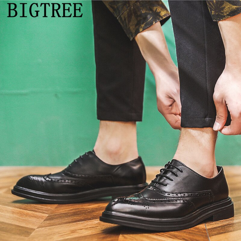 Italiaanse Mannen Kantoor Schoenen Brogue – Grandado