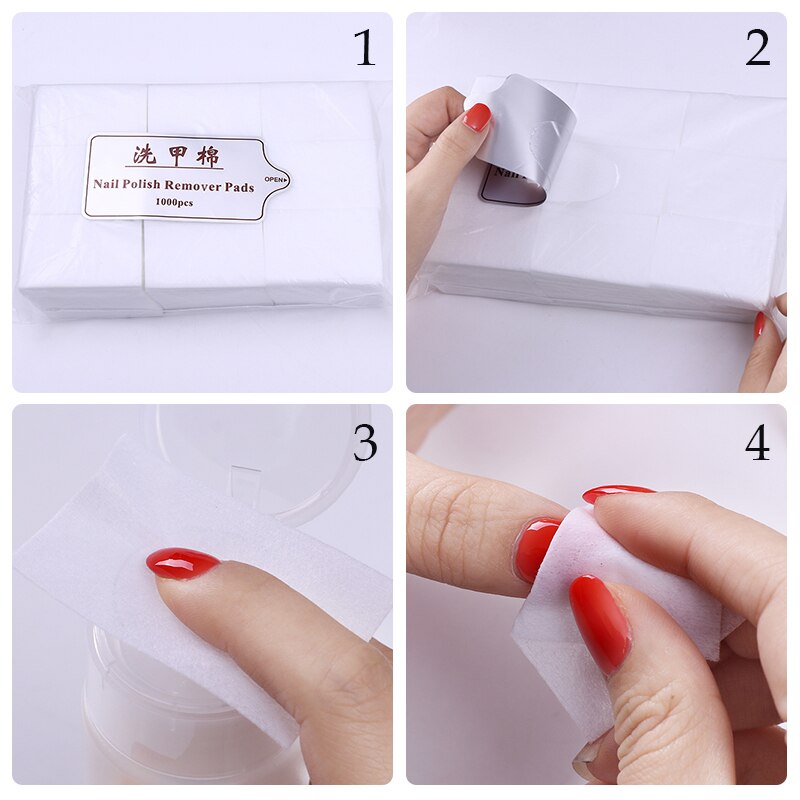 1000 Stuks Niet-pluizende Uv Gel Nagellak Remover Katoen Pads Witte Droge Veeg Tips Cleaner Remover Papier Nail art Tool