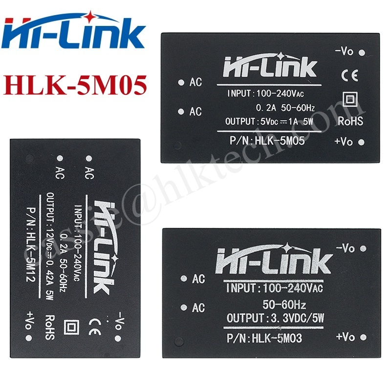 Hlk -5 m 05b 5 m 03 5 m 05 5 m 09 5 m 12 5 m 24 hei- link 110v 220v til 3.3v 5v 9v 12v 24v ce standard acdc-strømomformermodul hlk -5 m 05