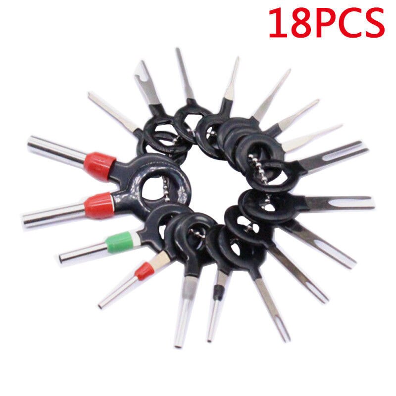 Ferramenta p/ remoção plug terminal automotivo, acessórios para extração de conector, engaste, fio elétrico, pino, chave, 18 peças