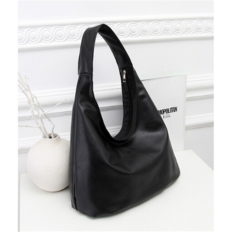 Women Girls Messenger Bags Black Soft PU Leather Hangbag Women Shoulder Bag Satchel Crossbody Tote Handbag Purse: black