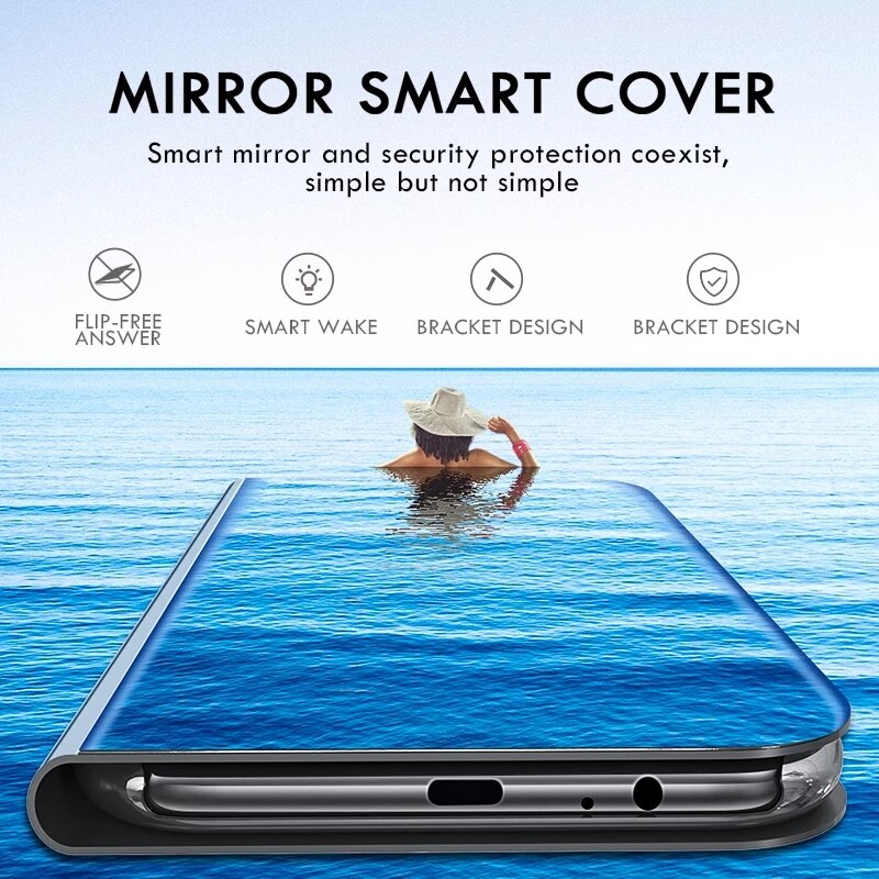 360° Smart Mirror Sleep Protective For Samsung Galaxy A03s A53 5G Case PC Flip Holder Shockproof Cover Samsong A 03s 53 A Fundas