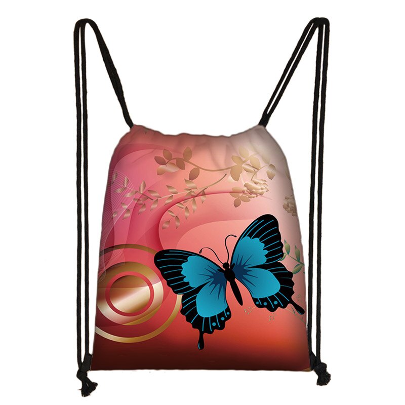 Bella farfalla stampa adolescente ragazze borsa con coulisse zaino zaino Casual giornaliero borse con coulisse borse di stoccaggio: 005