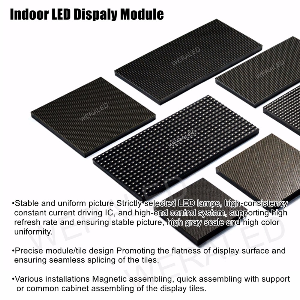Weraled  p2 p2.5 p3 p4 p5 p6 p10 innendørs fullfarget ledet modul, smd 3- i -1 ledet videoveggpanel 1/8 til 1/32 skanning