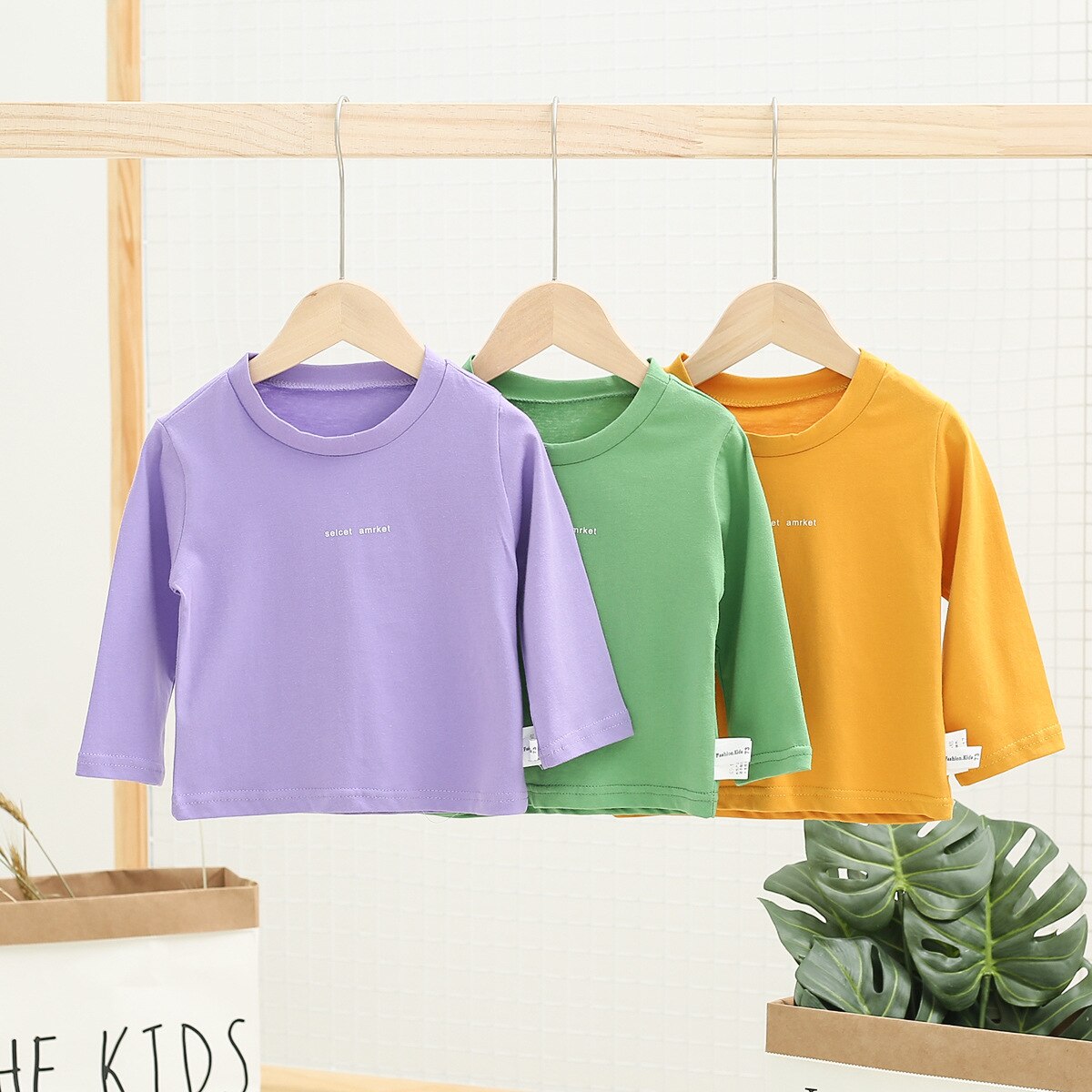 Selcet Amrket Gedrukt Baby Kinderen Jongens T-shirt Lange Mouw Lente Katoen Tops T-shirt Kinderen Basic Voorjaar Kleren