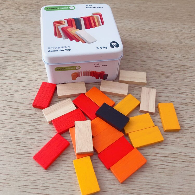 Børn træpuslespil domino tangram legetøj tidlig læring uddannelse intelligens børn interaktivt spillegetøj med detailboks: 4