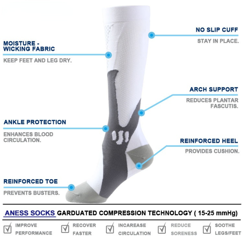 1 Pair Unisex Compression Socks Women Men Anti Fatigue Pain Relief Knee Sports Magic Socks Outdoor Cycling Elastic Socks