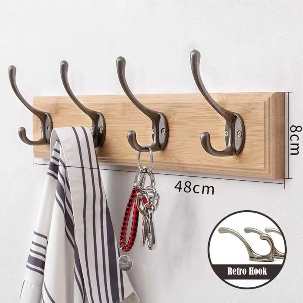Colgador de pared para puerta de dormitorio, gancho trasero de madera maciza, perchero perforado para ropa, Organizador de armario para decoración del hogar