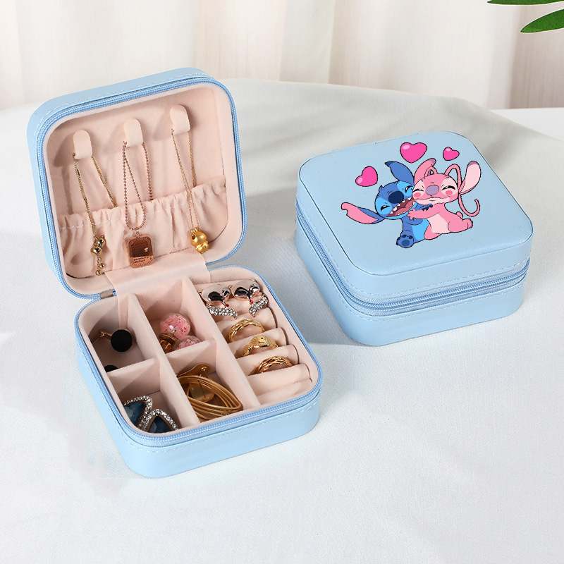 Stitch Draagbare Mini Sieraden Opbergdoos Reisorganisator Sieraden Case Sieraden Organizer Display Opslag Oorbellen Houder Case