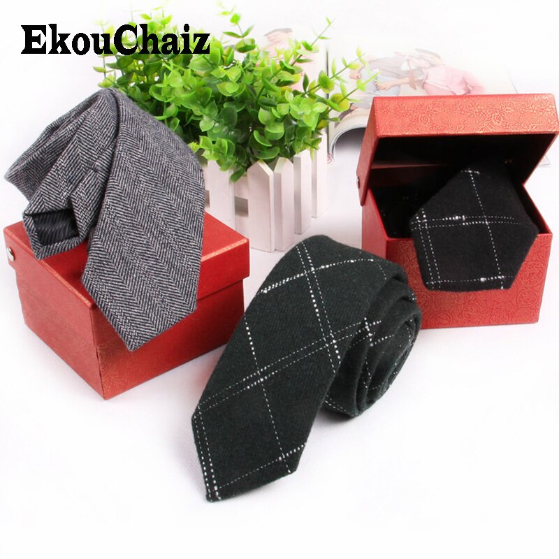 6cm uld mænd slips business fest slips til mand slank mager bryllup brudgommen tøj fritid gravatte