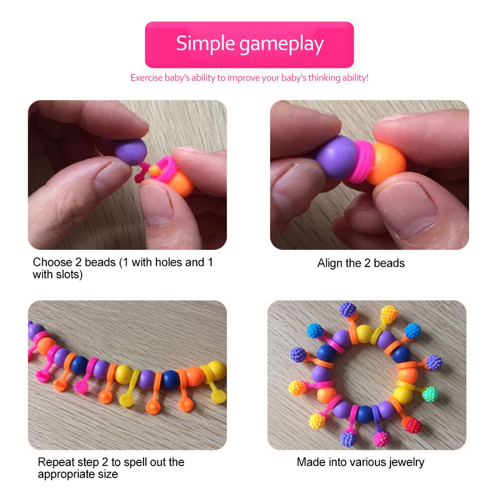 500PCSDIY Handmade Beaded Toy Set Cute Bead Bead Making Tools Early Education Puzzle Girl Toys