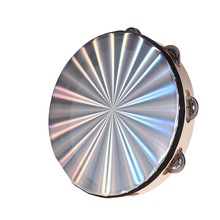 6/ 8/ 10- tommers tre strålende tamburin håndklokke håndtromme med enkle rad jingler reflekterende trommehode perkusjonsinstrument