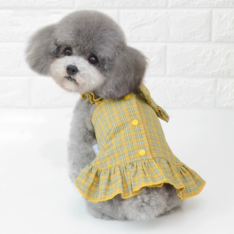 Kleine Hond Meisje Jurk, Leuke Plaid Patroon Vest Lente Zomer Jarretel Rok Kleding Kleding Voor Pet Puppy Kleine Hond