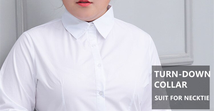 Formal White Blouse Women Plus Size Long Sleeve OL Lady Work Shirts Blue Office Blouses Ladies Extra Large 5XL 6XL 10XL 130KG: White Turn-down / 9XL
