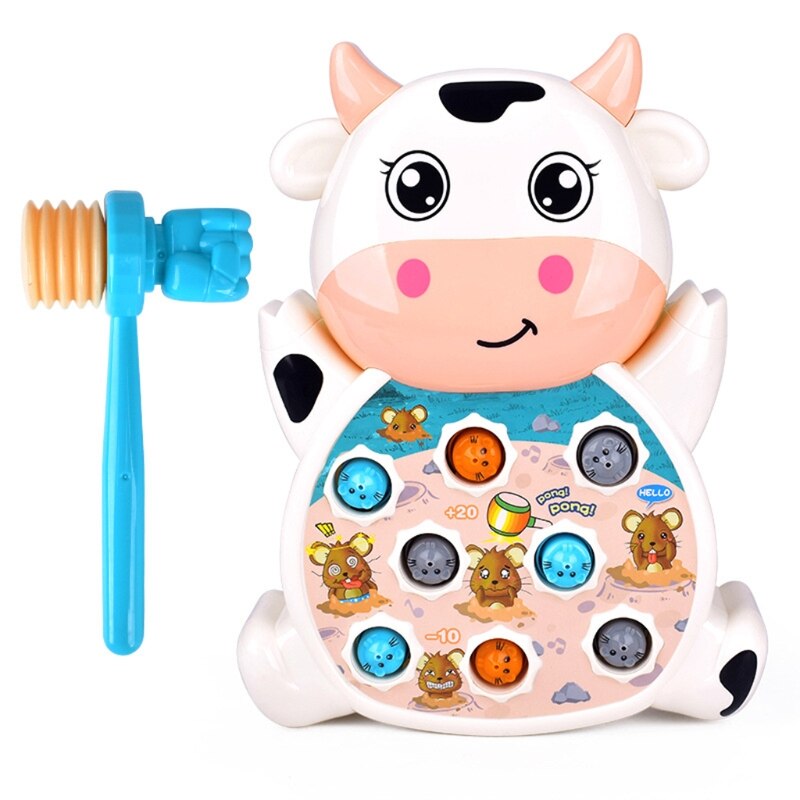 2020 nova criança dos desenhos animados vaca elétrica whack-a-mole brinquedo batendo máquina hamster: 3TT401587-W