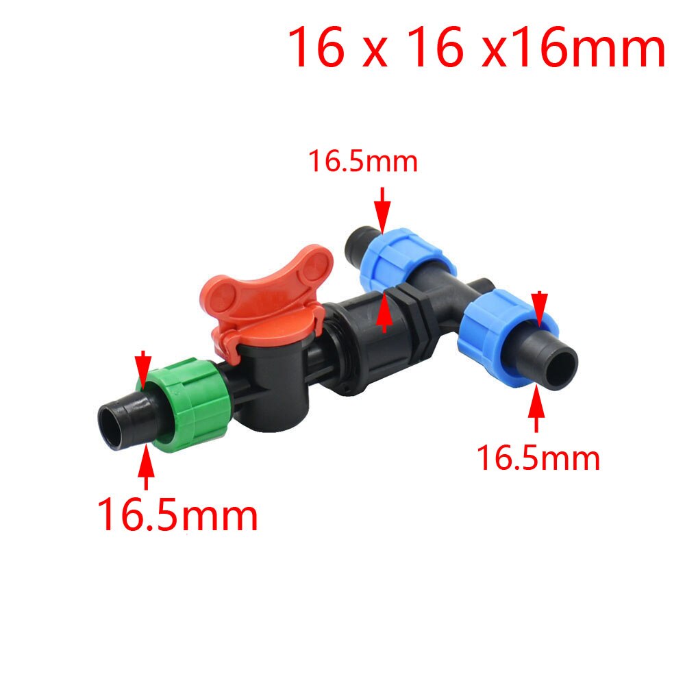 1pc 16mm 5/8'' Irrigation Drip Tape Connectors Tee Garden Tap Threaded Lock Hose Splitter 1/2 3/4 Thread 2/3-Way Tube Joints: R