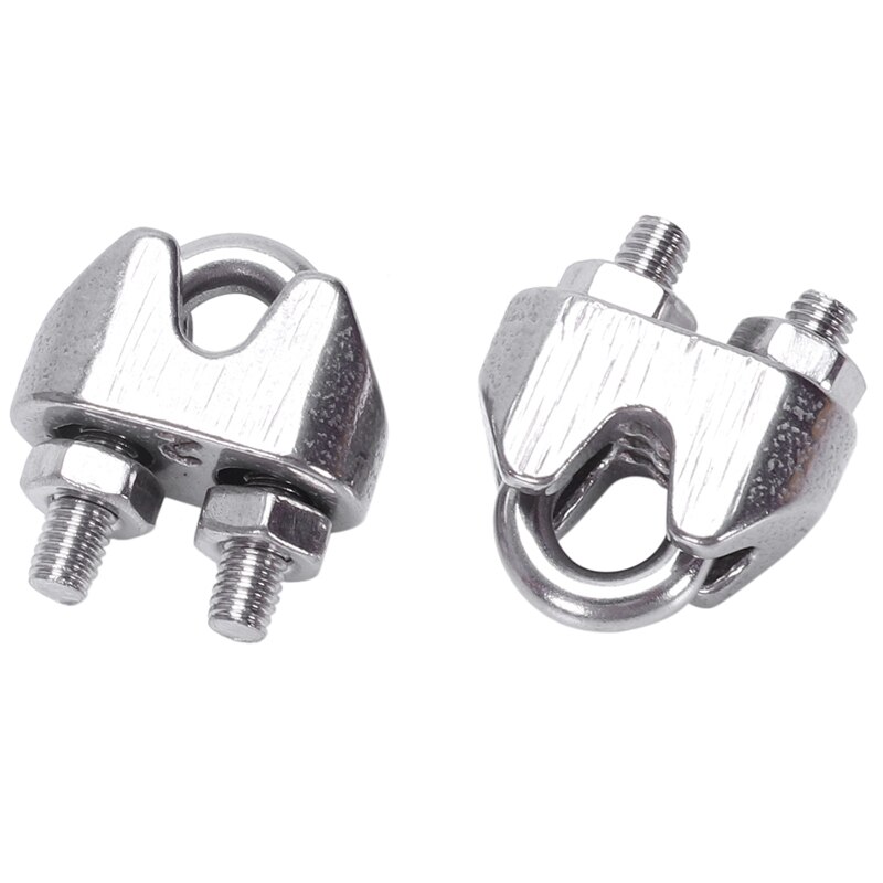 22 Pcs Stainless Steel Wire Rope Cable Clamp Fastener Wire Cable Rope Grips Clamps Caliper, 12Pcs 2mm & 10Pcs m