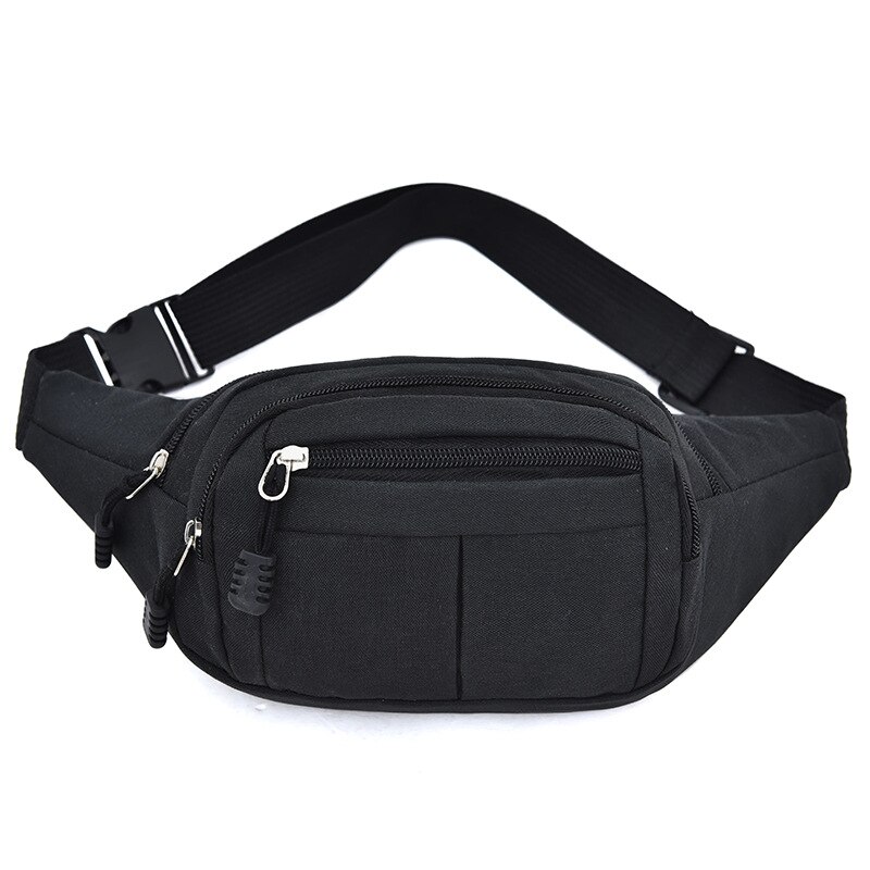 Waterproof Waist Bag Man Fanny Pack For Women Casual Large Capacity Outdoor Sports Oxford Black Red Purple Mobile Chest Bag 579: black