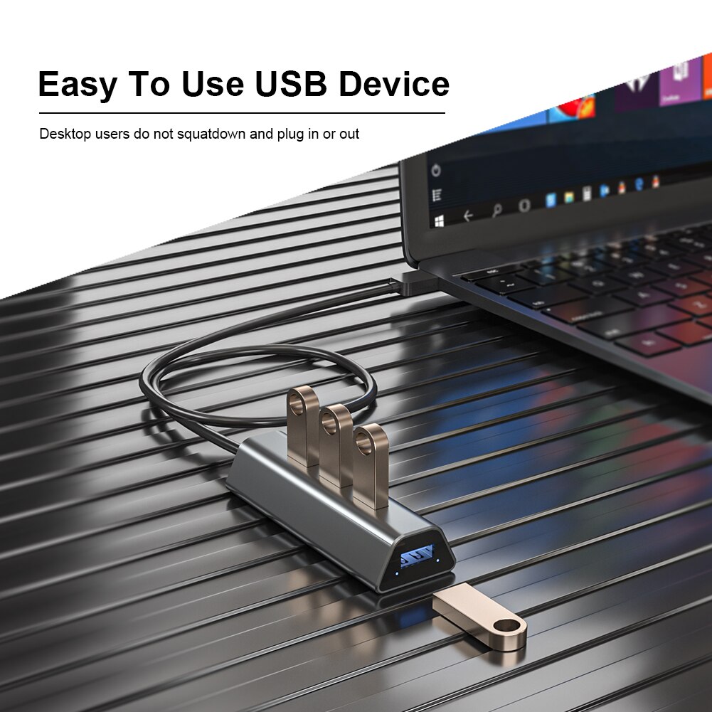 4 Port USB 3.0 Hub with Power Port for PC Printer Flash Drive Portable HDD SSD Notebook Smartphone Expansion Converter