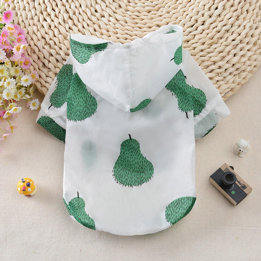 Summer Sun Protection Hoodie Small Dog Clothes Dog Raincoat Sun-proof Clothing For Small Medium Pets Fruit Printing Print Poncho: 1 / M