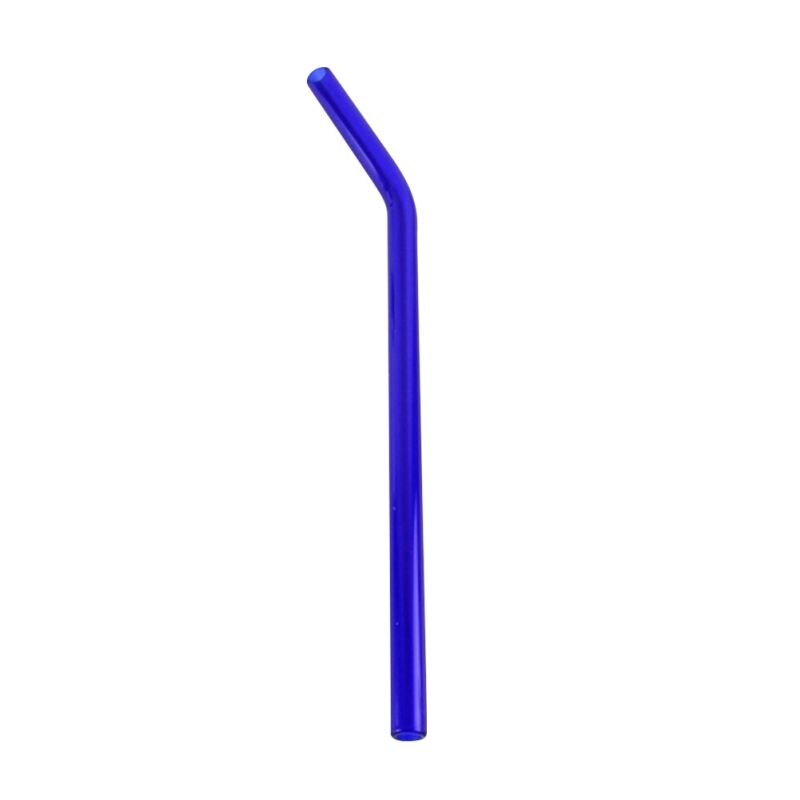 High Temperature Resistant Glass Straw Heat Drinking Glass Straws Reusable Transparent Glass Straw 8mm*18: Dark Blue