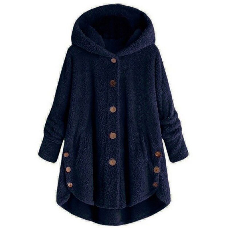 Abrigo de lana y mezclas para mujer, abrigo cálido de oso de peluche, chaqueta de lana de felpa, talla grande, M-4XL, otoño e invierno,