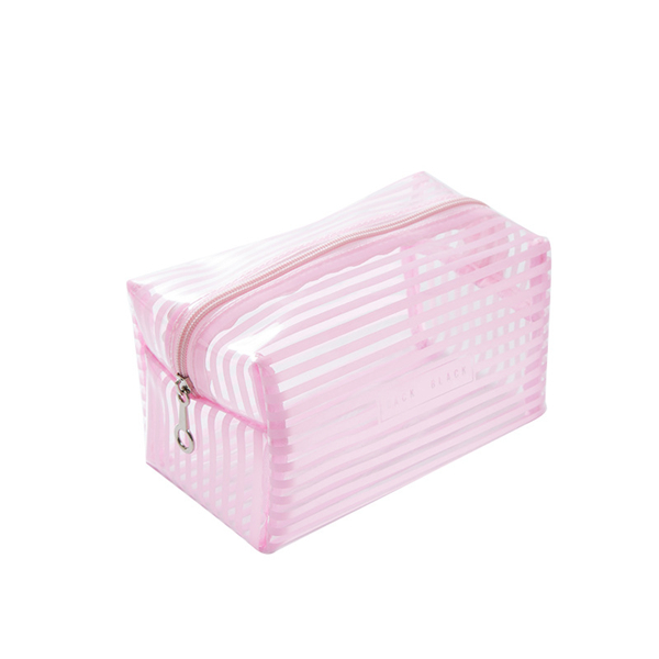 PURDORED 1 pc Trasparente A Strisce Sacchetto Cosmetico Trasparente Donne di Trucco del Sacchetto Dell'organizzatore di Viaggi Kit di Cortesia kosmetyczka Dropshipping: rectangle pink