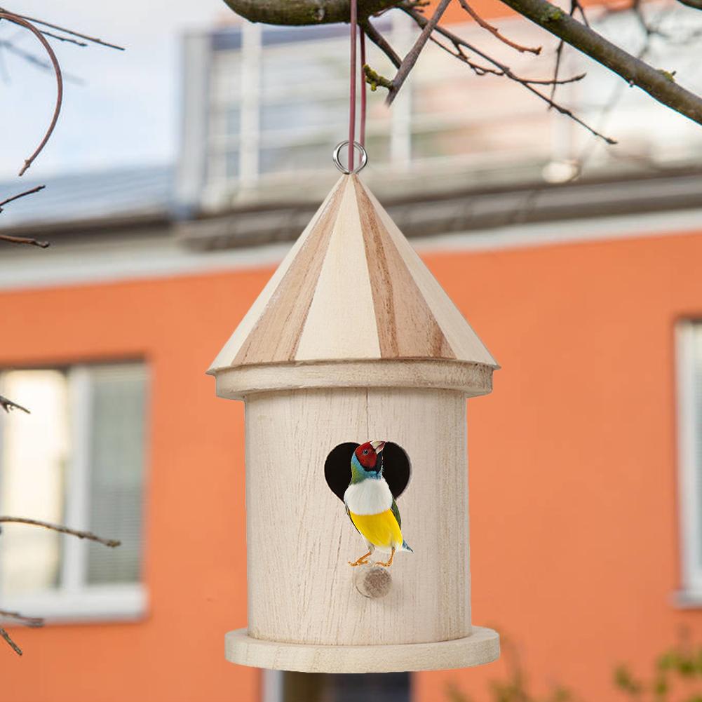 DIY Wooden Bird House Outdoor Hanging Bird Feeder Kids Painting Crafts Garden Home Decoration Bird Nest Pet Supplies