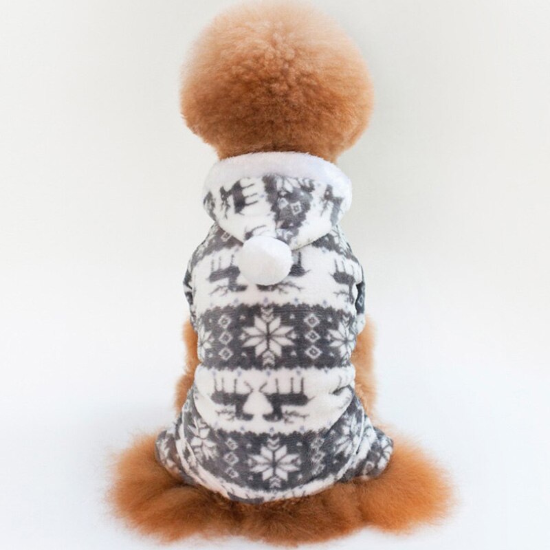 Pet Dog Warm Clothes Puppy Jumpsuit Hoodie Coat Doggy Apparel Keep Warm Dog Clothes Pet Clothes Hoodie Coral Hair: White / M