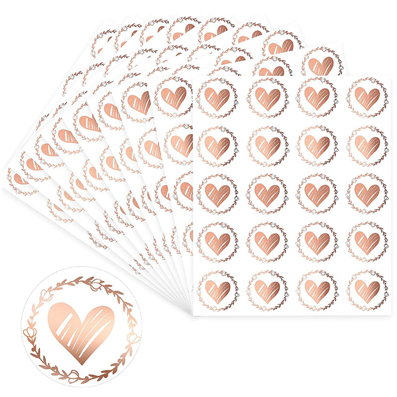 Autocollants de coeur bronzant clair, enveloppe ronde, étiquettes de bancs, carte d'invitation de fête de mariage, étiquettes de décoration de , 100 po, 1.26 pièces