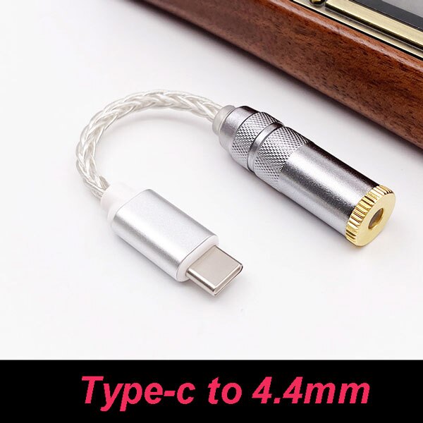 Conexant CX31993 Dongle Type C to 2.5mm/3.5mm/4.4mm DAC Headphone Amp SNR128dB PCM 32b/384kHz For Android Windows10 phone call: 4.4mm Silver