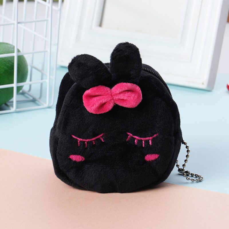 2021 cartone animato morbido peluche signore portamonete carino anime cerniera piccolo portafoglio cavo USB auricolare borsa portachiavi studente portamonete: 8