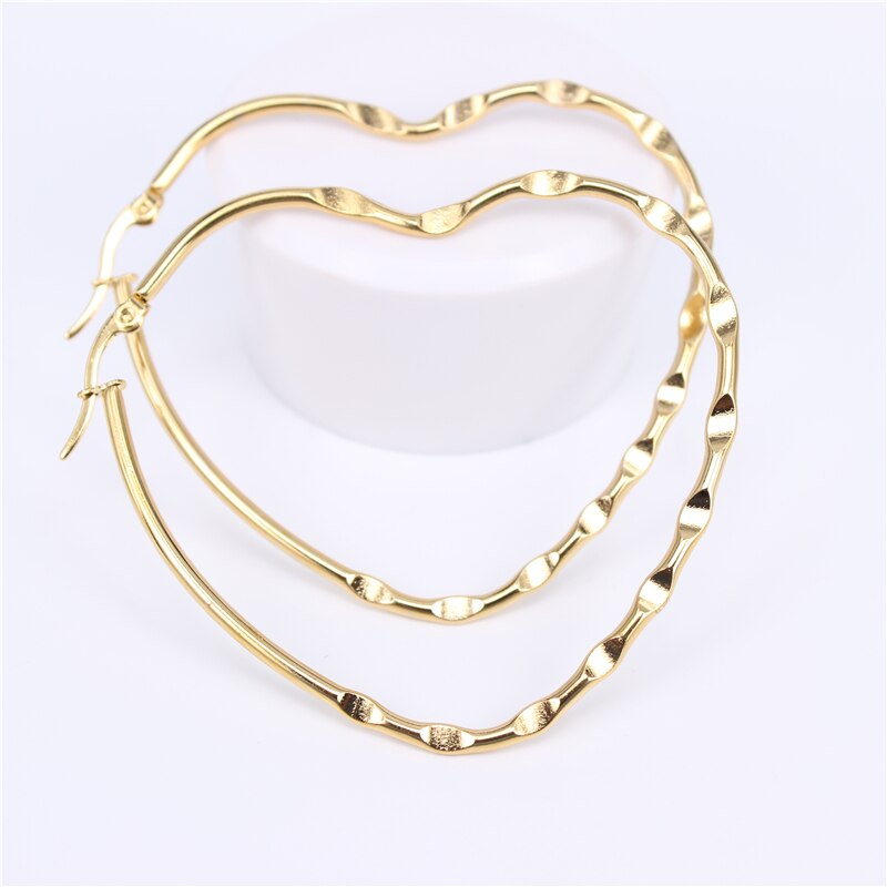 Mgub Gouden Kleur/Zilver Kleur Smooth Rvs Populaire Vrouwelijke Oor Sieraden Gladde Reflecterende Vliegtuig Eenvoudige Opknoping Ring LH154: Diameter 65MM