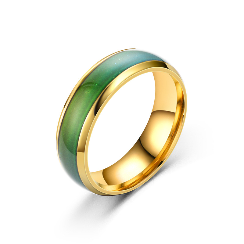 Edelstahl-Ring für Männer und Frauen, wechselnde Farbe, Stimmungsring, temperaturempfindlicher, glasierter, siebenfarbiger Ring, Paarschmuck: 8 / Weiß