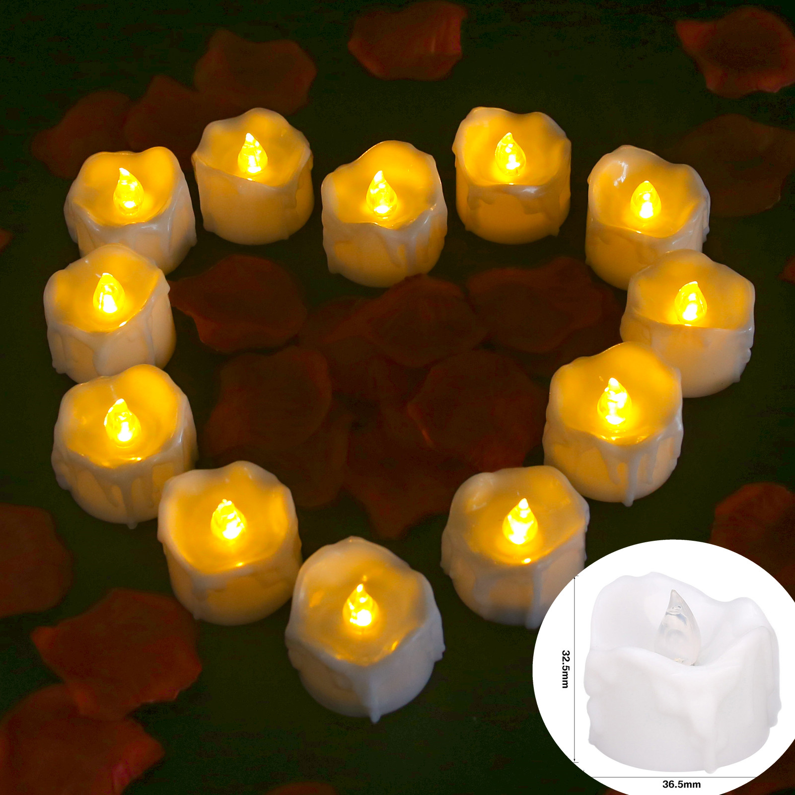 Led-ljus 24/12- pack flamlösa flimrande värmeljus varmvita ljus för fest bröllop födelsedag jul heminredning: Rgb / Ljusgrå