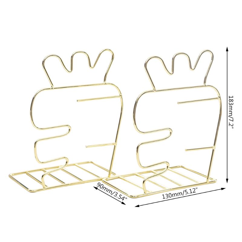Metal Book Ends Modern Decorative Bookshelf Decor For Bedroom Library Office School