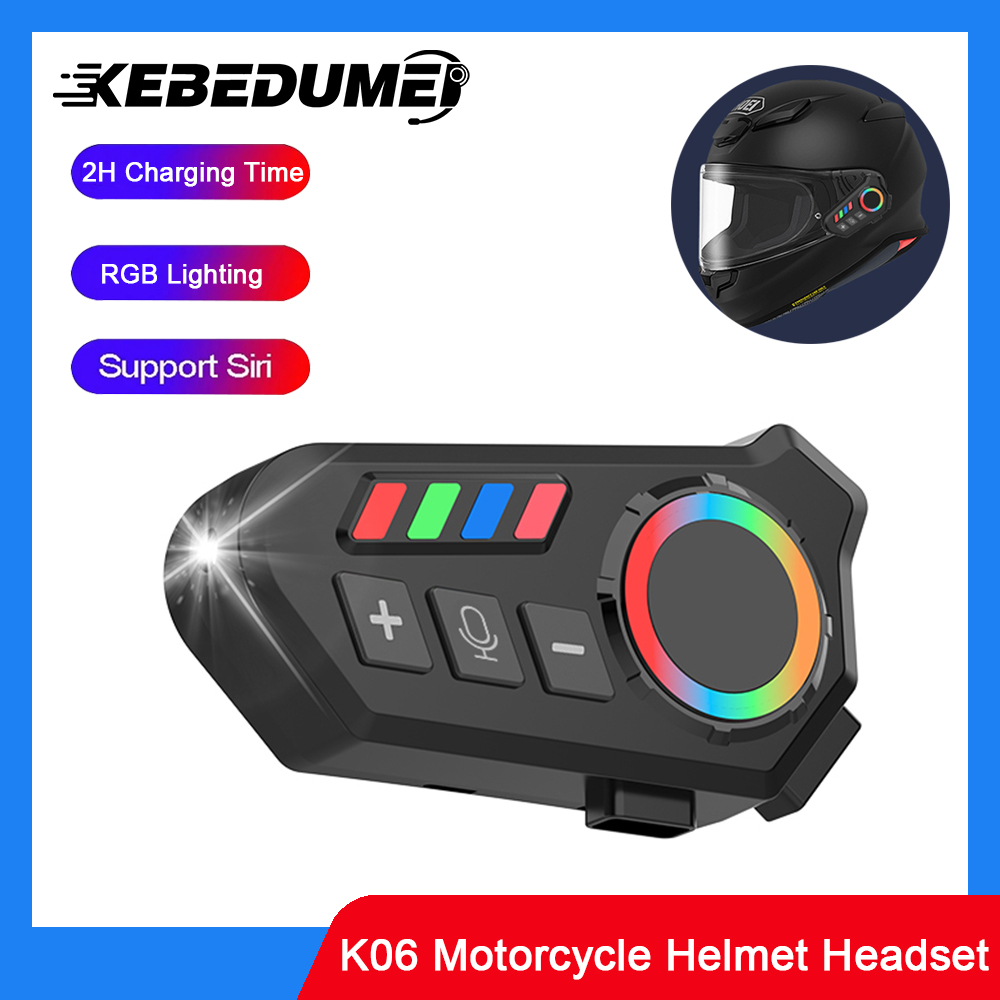 K06 Motorhelm Headset Bluetooth 5.4 Koptelefoon Draadloze Motor Koptelefoon Handsfree Stereo Muziekspeler met omgevingslicht