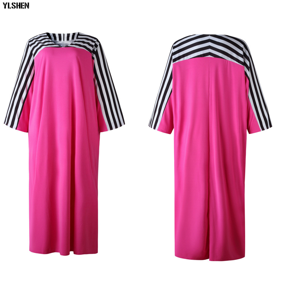 Vestidos africanos de talla grande para mujer Dashiki, ropa africana a rayas Bazin Riche Boubou Africain: Rose red / L